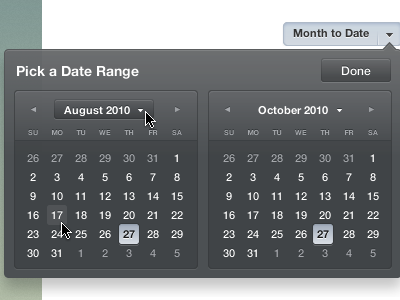 Date Picker calendar dark date datepicker month range
