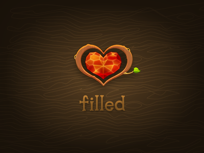 Filled Again gemstone heart illustration leaf wood