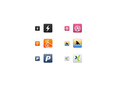 Social Media Icon Additions cargo dribbble gowalla grooveshark icons paypal xing