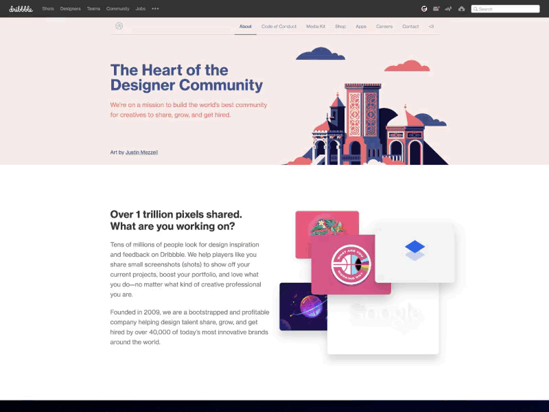About Page — Featuring Community Art! design dribbble.com web design
