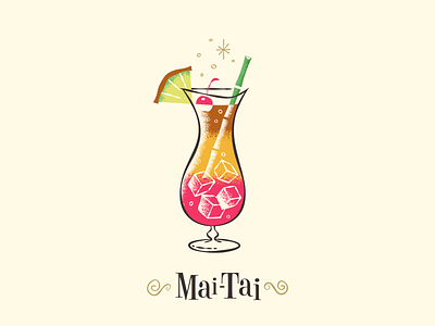 Mai Tai / Drinktober / Inktober art cocktail drinks drinktober illustration inktober 2018 mid century modern rogie tiki