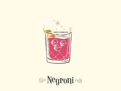 Negroni / Drinktober / Inktober cocktail cocktail party drinktober illustration inktober mid century mid century modern negroni retro vintage
