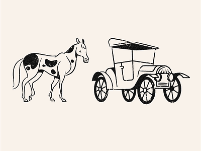 Methods of Transportation art horse illustration model t retro texture vintage