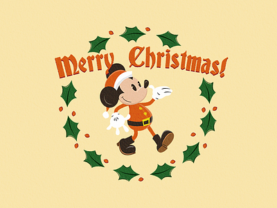 Merry Christmas! blacklister christmas disney illustration mickey retro