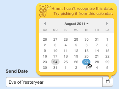 Madpicker datepicker yellow fun spirited like a young buck