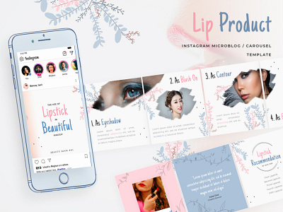 Beauty Hack (Lipstick) - Instagram Carousel beauty behance carousel content design feminine graphic illustrator instagram instagram template lip lipstick make up makeup microblog photoshop template trend