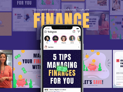 Finance - Instagram Carousel behance carousel design finance graphic graphic design illustration illustrator instagram instagram template manage marketing microblog photoshop template tips trend trick