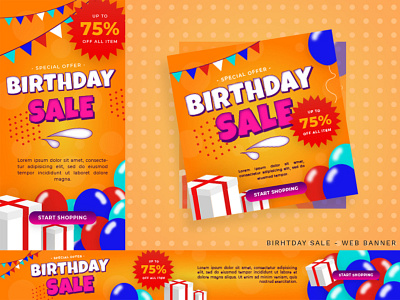 Birthday Sale - Web Banner ads banner ads design banner ads banner template behance birthday design discount graphic illustration illustrations marketing photoshop sale template trend trending web banner web banner design web banners