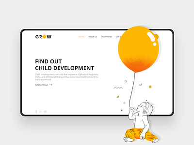 Child Development Landing Page behance behance project behancereviews child children clean clean design design illustration kids ui ui design uidesign uiux ux ux design uxdesign website website design yellow