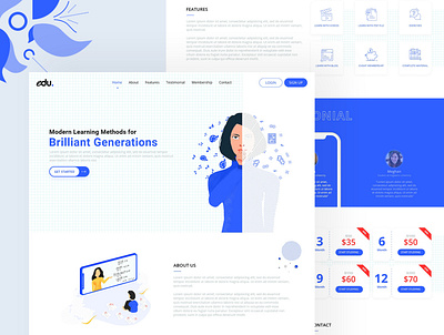 Education Website Design behance clean clean design course design digital art digital illustration digital painting education exploration explorations explore illustration minimalist trend ui vector