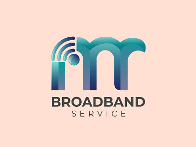 M R Letter with Wifi Logo Design
