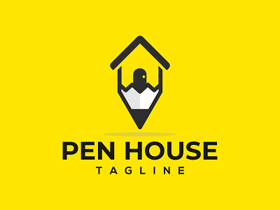 Pen House art branding creativity design flat house house logo icon illustration logo minimal pen pen and ink pencil unique logo vector