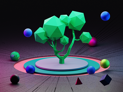 3D Geometric Tree & Environment Design! 3d 3d art 3d modeling 3ddesign blender blender3d creativity illustration lowpoly render tree