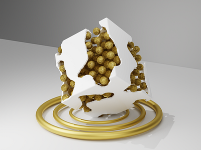 3D Broken Golden Box Design