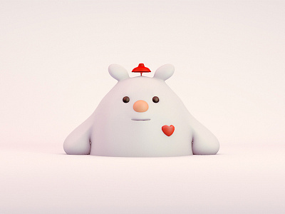 Little white bear c4d 品牌 插图 设计