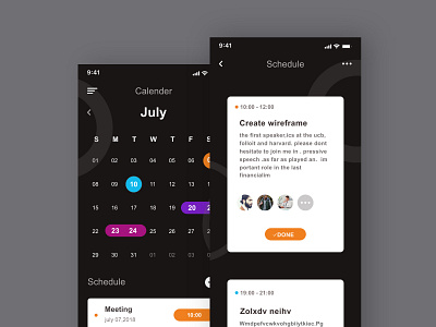 calendar app app design ui