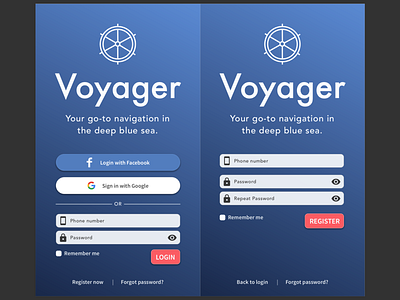 Voyager Sign In & Sign Up Screen app branding ui vector