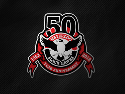 Waterloo Black Hawks 50th Anniversary anniversary athletics hockey iowa patch sports waterloo