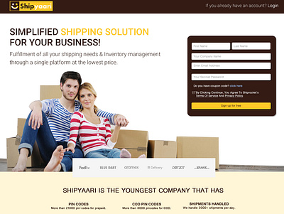 Shipping landing page