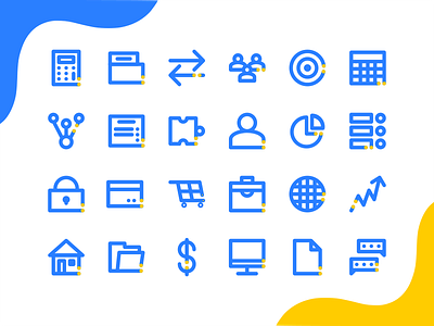 Business & Management Icon Set app brand business design flat icon illustration logo management minimal mobile ui ux vector web website