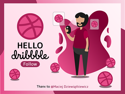 Hello dribbble :) app design dribbble flat helllo illustration minimal mobile ui ux vector web website