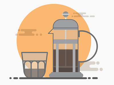 French Press Coffee app brand coffee design dribbble flat french graphic icon illustration minimal mobile pour over press simple ui ux vector web website