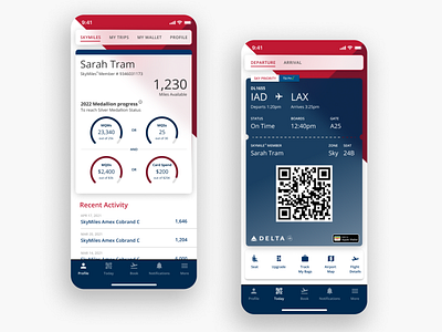 Delta Redesign Concept airlines blue concept design challenge figma glassmorphic glassmorphism mobile phone app practice product red redesign tickets ui ui design uidesign white