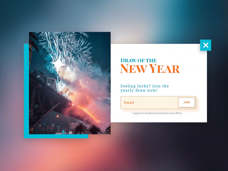 New year form popup example 2021 2021 design banner celebration collect leads design draw e commerce email form fireworks form popup lightbox lucky new year popup popups sparkles stars