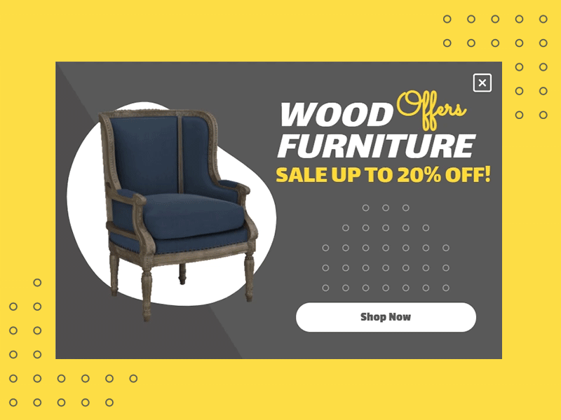 Furniture sale promotion popup example by Adoric templates on Dribbble