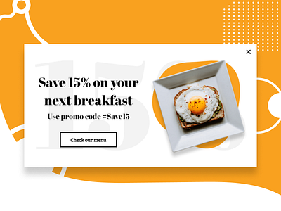 Breakfast menu promotion popup example