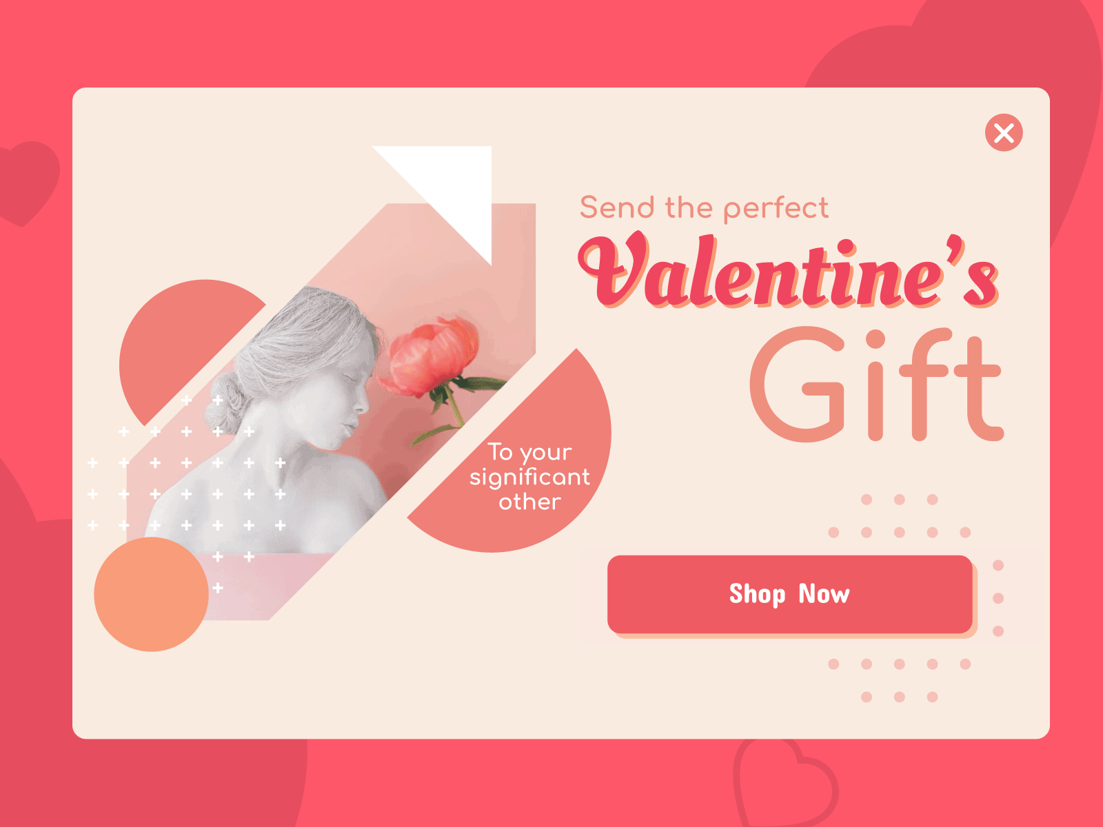 Valentine's gift popup example animation banner design digital store e commerce event flower gift lightbox pink popup popups promotion valentine
