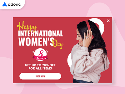 International Women's Day promotion popup example 8march design e commerce internationalwomensday lightbox popup popups promotion red shop ui