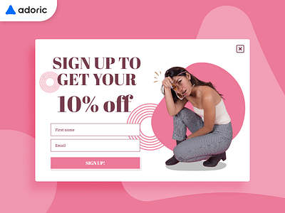 Promotion subscription popup example banner design e commerce form lightbox pink popup promotion sale shop subscribe ui