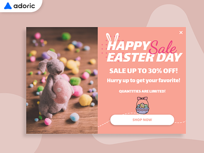 Happy Easter Promotion Popup Example design e commerce easter easter bunny easter egg lightbox overlay popover popup promotion sale