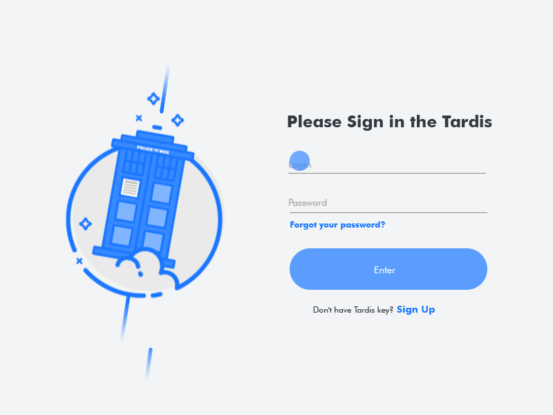 Daily UI challenge #001 - Sign Up daily doctor who login signin signup tardis ui