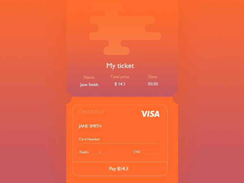 Daily UI challenge #002 - Credit Card Checkout checkout credit card ticket ui ui daily