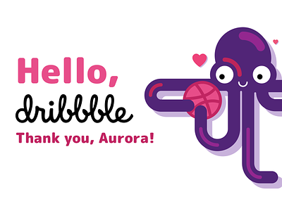 Hello Dribbble! cute debut shot dribbble ball illustration octopus pink vector