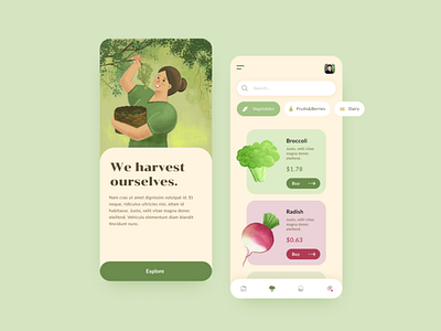 Organic Food Delivery catalog delivery app green illustration organic vegetable