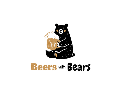 Bears logo concept bear beer hand drawn illustartion logo