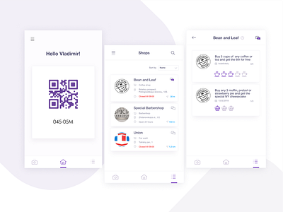 Loyalty App app cards ui ux white