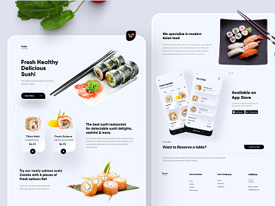 Sushi Landing page UX/UI Design branding clean ui concept design flat landingpage minimal sushi ui ux web website
