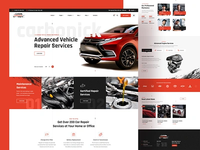 Web Design - Carbonick / Auto Services & Repair branding business car concept design glass inspection mechanic minimal painting parts roadside services tires tuning ui ux wash web website