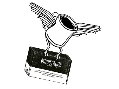 Moustache Coffee Club Sticker Illustration - Winged brand coffee digital illustration drawing food and beverage illustration sticker stickers weird
