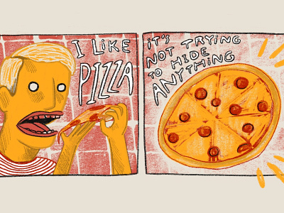 Pizza Hides Nothing comic digital illustration drawing food food and beverage illustration pizza restaraunt