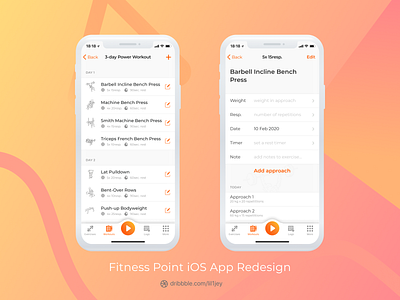 Fitness Point iOS App Redesign. Gym Fitness Application app app design fitness fitness app fitness tracker ios app mobile app redesign