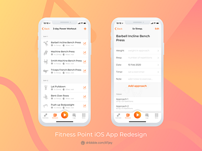 Fitness Point iOS App Redesign. Gym Fitness Application