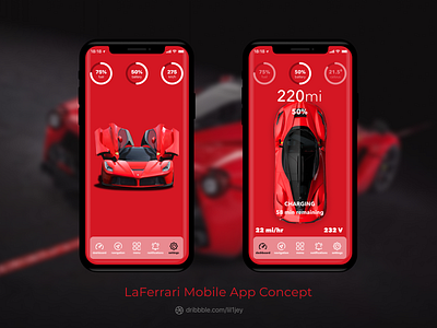 LaFerrari Mobile App Concept app app design car app concept control app control panel ferrari ferrari app hypercar ios app laferrari supercar tesla app vehicle