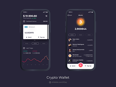 Crypto Wallet ©SPARKS ios App Night Mode