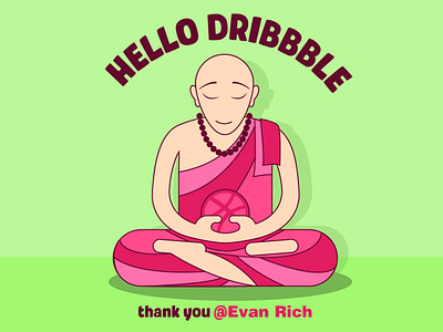 Hello Dribble hellodribbble illustration monk vector