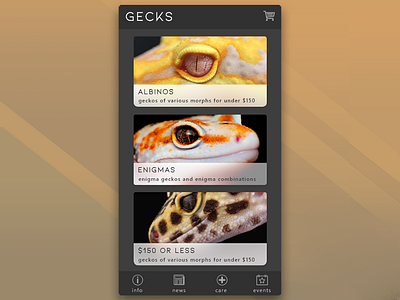 Gecko Marketplace App - Alternate Menu app app concept branding design gecko reptile typography ui uiux